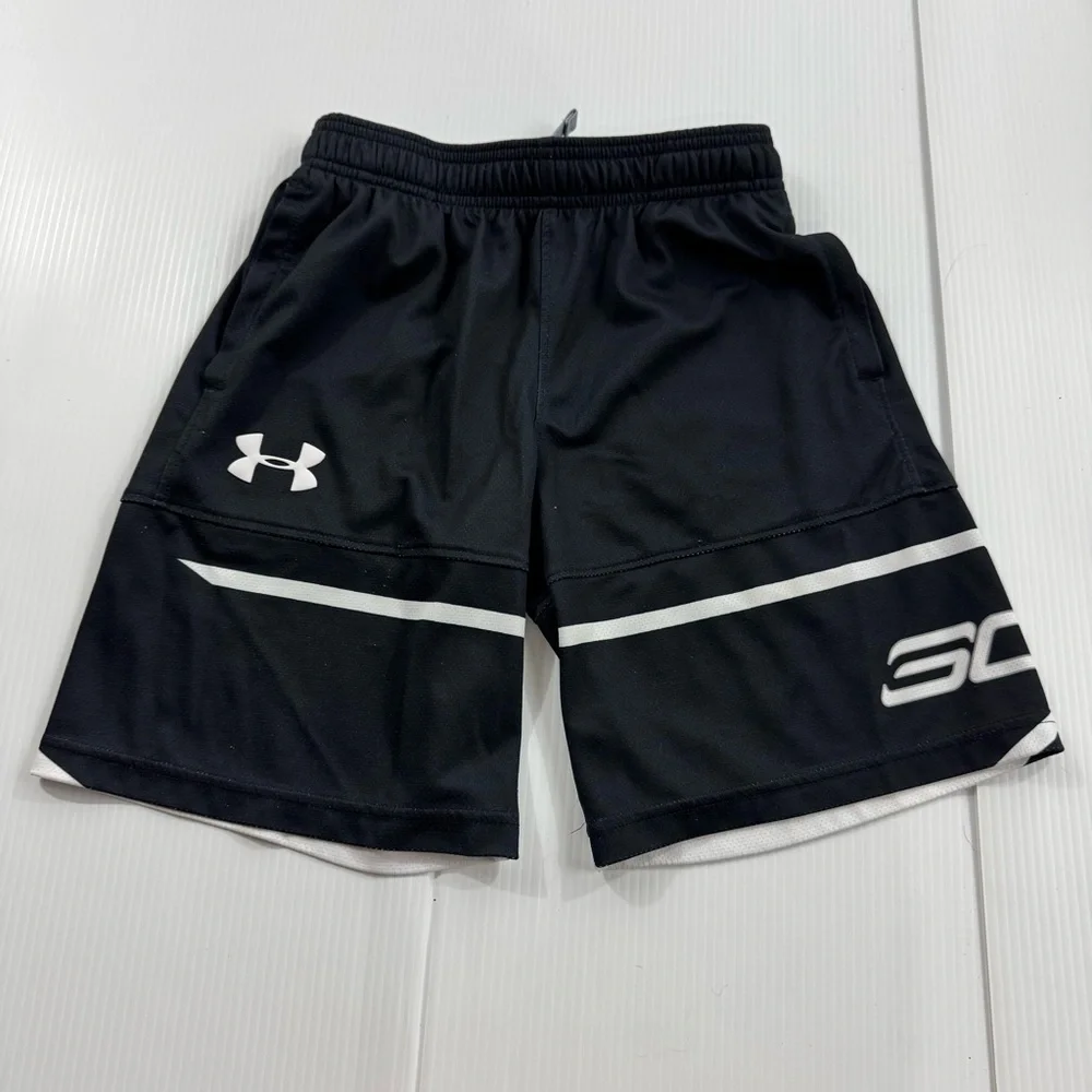 419. Kids Under Armour Steph Curry‎ Black Athletic Shorts (YSM)